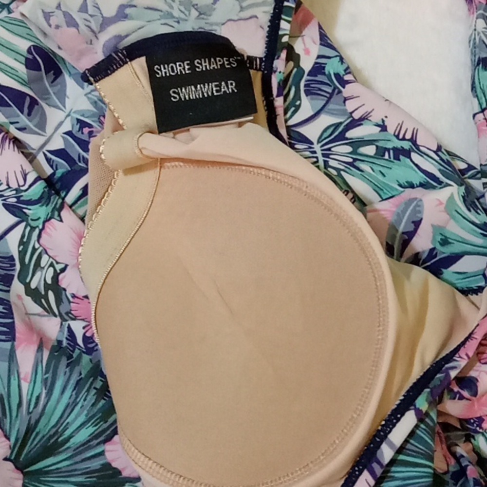 Shore Shapes Swimwear Floral Print One Piece Skirted Swimsuit, Sz 12 - Picture 4 of 8